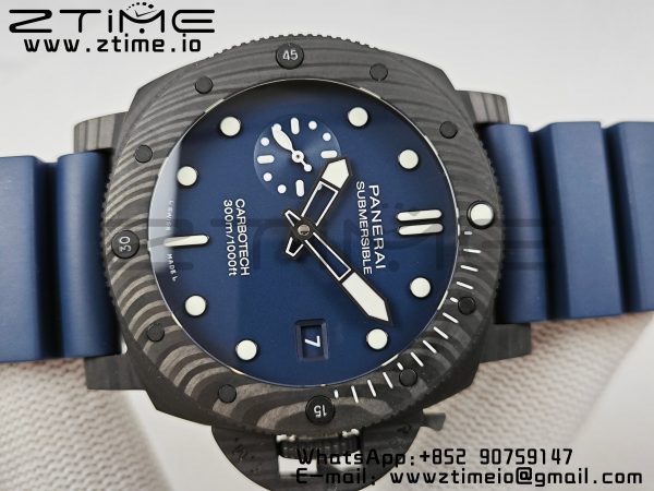 Panerai PAM01232 PAM1232 W Carbotech VSF 1:1 Best Edition Blue Dial on Blue Rubber Strap P900 - Super Clone Watch | 1:1 Best Version