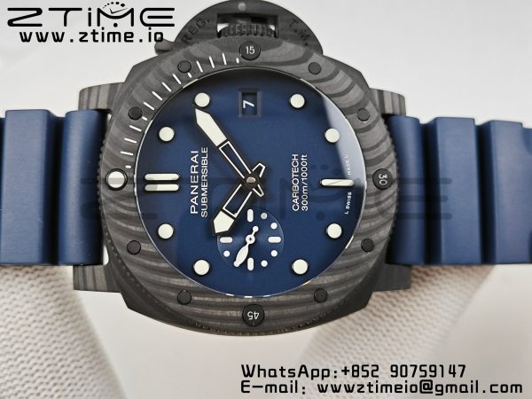 Panerai PAM01232 PAM1232 W Carbotech VSF 1:1 Best Edition Blue Dial on Blue Rubber Strap P900 - Super Clone Watch | 1:1 Best Version