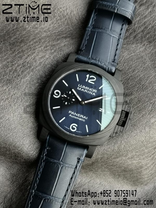 Panerai PAM01664 PAM1664 Carbotech VSF 1:1 Best Edition su cinturino in pelle blu P.9010 Clone - Orologio Super Clone | 1:1 Best Version