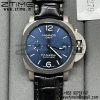 パネライ PAM01279 PAM1279 X ルミノール GMT 42mm チタニウム VSF 1:1 ベストエディション ブルーダイヤル ブラックレザーストラップ P.9011 スーパークローン - スーパークローンウォッチ｜1:1 ベストバージョン
