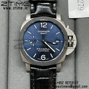 Panerai PAM01279 PAM1279 X Luminor GMT 42mm Titanium VSF 1:1 Best Edition Blue Dial on Black Leather Strap P.9011 Super Clone - Super Clone Watch | 1:1 Best Version