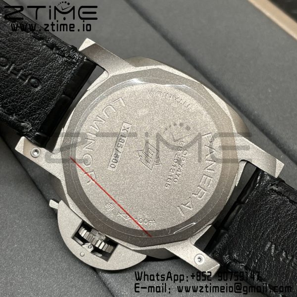 パネライ PAM01279 PAM1279 X ルミノール GMT 42mm チタニウム VSF 1:1 ベストエディション ブルーダイヤル ブラックレザーストラップ P.9011 スーパークローン - スーパークローンウォッチ｜1:1 ベストバージョン