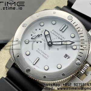Panerai PAM02223 PAM2223 Submersible 42mm VSF Best Edition White Dial on Black Rubber Strap P900 - Super Clone Watch | 1:1 Best Version