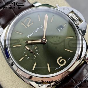 Panerai PAM01329   PAM1329 Luminor Due 42mm VSF 1:1 Best Edition Green Dial on Brown Leather Strap P900 - Super Clone Watch | 1:1 Best Version