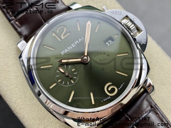 Panerai PAM01329   PAM1329 Luminor Due 42mm VSF 1:1 Best Edition Green Dial on Brown Leather Strap P900 - Super Clone Watch | 1:1 Best Version