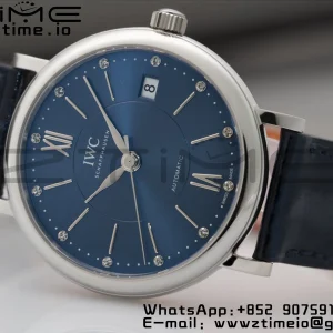 IWC Portofino Automatic 37mm IW458110 SS V7F 1:1 Best Edition Quadrante blu su cinturino in pelle blu A2892 - Orologio super clone | 1:1 Best Version