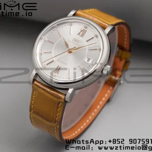 IWC ポートフィノ・オートマティック 37mm IW458101 SS V7F 1:1 ベスト・エディション ホワイト文字盤 ライトブラウン レザーストラップ A2892 - スーパークローン時計｜1:1 ベスト・バージョン