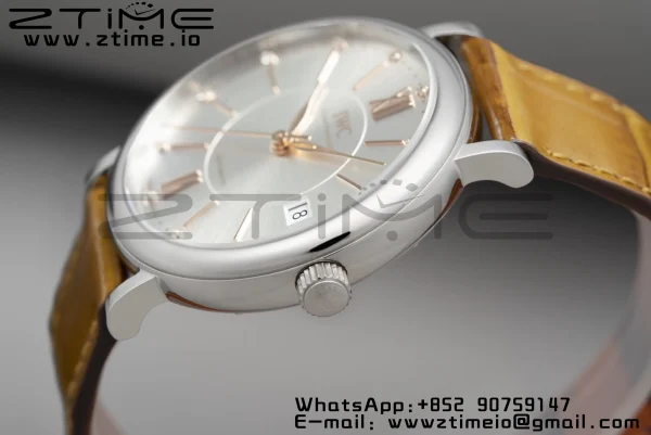 IWC ポートフィノ・オートマティック 37mm IW458101 SS V7F 1:1 ベスト・エディション ホワイト文字盤 ライトブラウン レザーストラップ A2892 - スーパークローン時計｜1:1 ベスト・バージョン