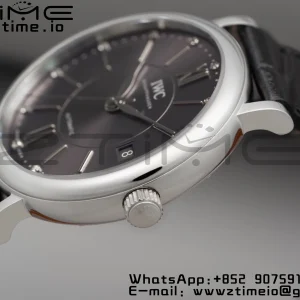 IWC Portofino Automatic 37mm IW458104 SS V7F 1:1 Best Edition Gray Dial on Black Leather Strap A2892 - Super Clone Watch | 1:1 Best Version