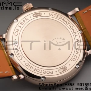 IWC Portofino Automatik 37mm IW458116 RG V7F 1:1 Best Edition weißes Zifferblatt auf hellbraunem Lederarmband A2892 - Super Clone Watch | 1:1 Best Version