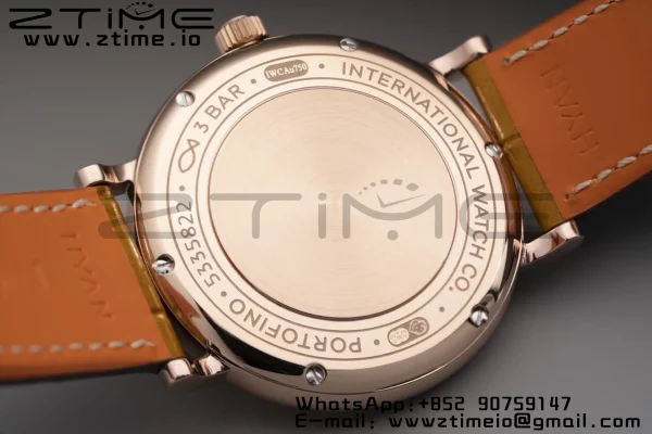 IWC Portofino Automatik 37mm IW458116 RG V7F 1:1 Best Edition weißes Zifferblatt auf hellbraunem Lederarmband A2892 - Super Clone Watch | 1:1 Best Version