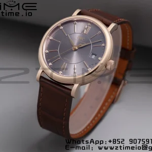 IWC Portofino Automatic 37mm IW458106  RG V7F 1:1 Best Edition Gray Dial on Deep Brown Leather Strap A2892 - Super Clone Watch | 1:1 Best Version
