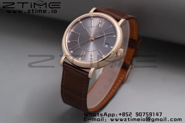 IWC Portofino Automatic 37mm IW458106  RG V7F 1:1 Best Edition Gray Dial on Deep Brown Leather Strap A2892 - Super Clone Watch | 1:1 Best Version