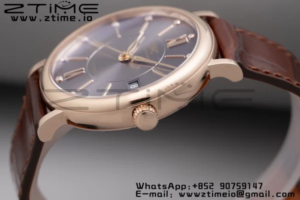IWC Portofino Automatic 37mm IW458106  RG V7F 1:1 Best Edition Gray Dial on Deep Brown Leather Strap A2892 - Super Clone Watch | 1:1 Best Version