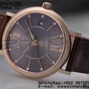 IWC Portofino Automatic 37mm IW458106  RG V7F 1:1 Best Edition Gray Dial on Deep Brown Leather Strap A2892 - Super Clone Watch | 1:1 Best Version