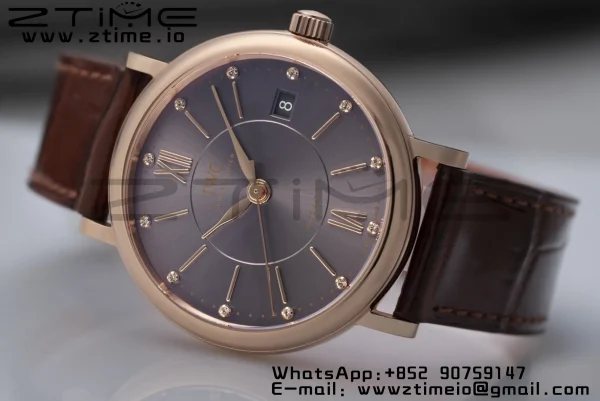IWC Portofino Automatic 37mm IW458106  RG V7F 1:1 Best Edition Gray Dial on Deep Brown Leather Strap A2892 - Super Clone Watch | 1:1 Best Version