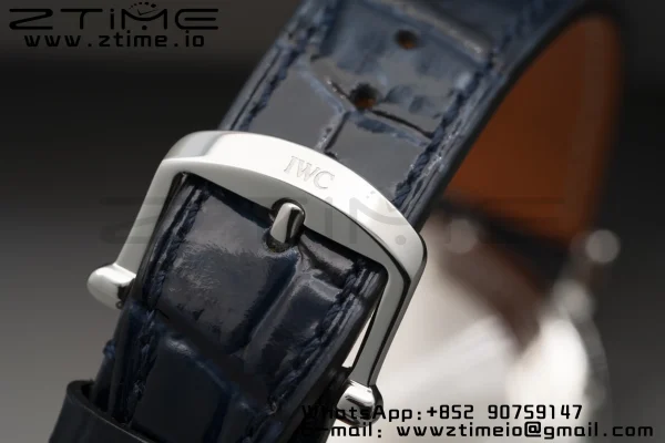 IWC Portofino Automatic 37mm IW458111 SS V7F 1:1 Best Edition Blue Dial Diamonds Bezel on Blue Leather Strap A2892 - Super Clone Watch | 1:1 Best Version