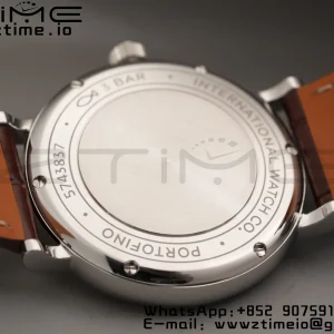 IWC Portofino Automatic 37mm IW458103 SS V7F 1:1 Best Edition White Dial Diamonds Bezel on Brown Leather Strap A2892 - Super Clone Watch | 1:1 Best Version
