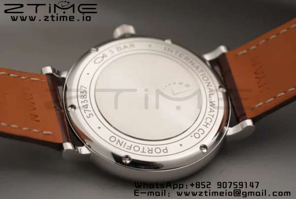 IWC Portofino Automatic 37mm IW458103 SS V7F 1:1 Best Edition White Dial Diamonds Bezel on Brown Leather Strap A2892 - Super Clone Watch | 1:1 Best Version