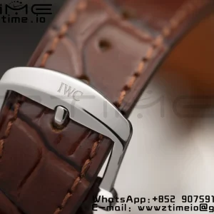 IWC Portofino Automatic 37mm IW458103 SS V7F 1:1 Best Edition White Dial Diamonds Bezel on Brown Leather Strap A2892 - Super Clone Watch | 1:1 Best Version