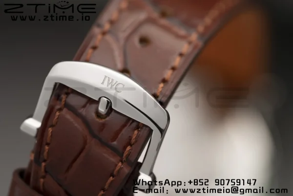IWC Portofino Automatic 37mm IW458103 SS V7F 1:1 Best Edition White Dial Diamonds Bezel on Brown Leather Strap A2892 - Super Clone Watch | 1:1 Best Version
