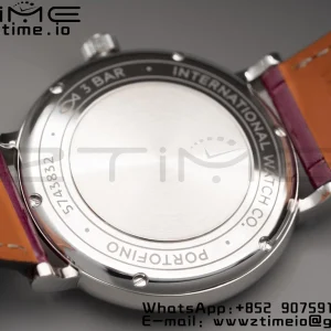 IWC Portofino Automatic 37mm IW458112 SS V7F 1:1 Best Edition White Dial Diamonds Bezel on Pink Leather Strap A2892 - Super Clone Watch | 1:1 Best Version