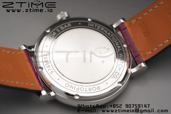 IWC Portofino Automatic 37mm IW458112 SS V7F 1:1 Best Edition White Dial Diamonds Bezel on Pink Leather Strap A2892 - Super Clone Watch | 1:1 Best Version