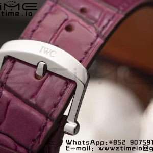 IWC Portofino Automatic 37mm IW458112 SS V7F 1:1 Best Edition White Dial Diamonds Bezel on Pink Leather Strap A2892 - Super Clone Watch | 1:1 Best Version
