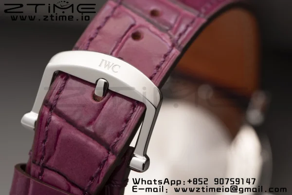 IWC Portofino Automatic 37mm IW458112 SS V7F 1:1 Best Edition White Dial Diamonds Bezel on Pink Leather Strap A2892 - Super Clone Watch | 1:1 Best Version