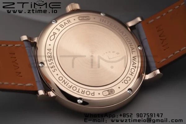 IWC Portofino Automatic 37mm IW458107 RG  V7F 1:1 Best Edition Silver Dial Diamonds Bezel on Gray Leather Strap A2892 - Super Clone Watch | 1:1 Best Version