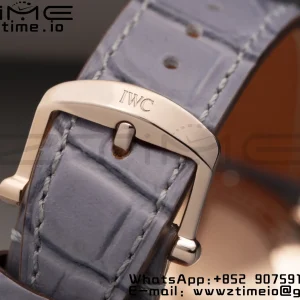 IWC Portofino Automatic 37mm IW458107 RG  V7F 1:1 Best Edition Silver Dial Diamonds Bezel on Gray Leather Strap A2892 - Super Clone Watch | 1:1 Best Version