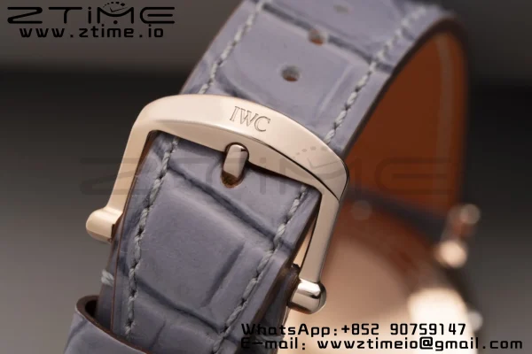 IWC Portofino Automatic 37mm IW458107 RG  V7F 1:1 Best Edition Silver Dial Diamonds Bezel on Gray Leather Strap A2892 - Super Clone Watch | 1:1 Best Version