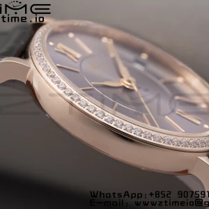 IWC Portofino Automatic 37mm IW458108 RG V7F 1:1 Best Edition Gray Dial Diamonds Bezel on Black Leather Strap A2892 - Super Clone Watch | 1:1 Best Version