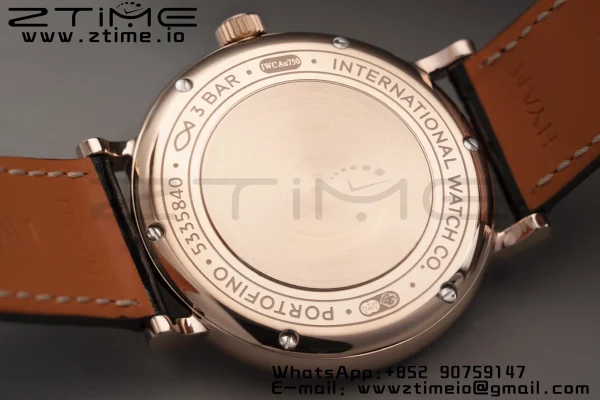 IWC Portofino Automatic 37mm IW458108 RG V7F 1:1 Best Edition Gray Dial Diamonds Bezel on Black Leather Strap A2892 - Super Clone Watch | 1:1 Best Version