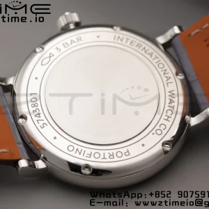 IWC Portofino Automatic 37mm IW458104 SS V7F 1:1 Best Edition Γκρι Dial Διαμάντια Bezel σε γκρι δερμάτινο λουράκι A2892 - Super Clone Watch | 1:1 Best Version