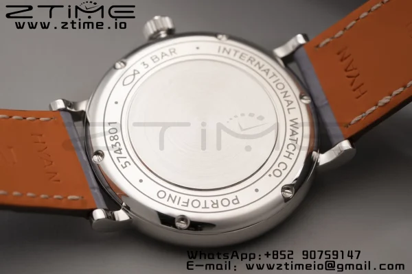 IWC Portofino Automatic 37mm IW458104 SS V7F 1:1 Best Edition Γκρι Dial Διαμάντια Bezel σε γκρι δερμάτινο λουράκι A2892 - Super Clone Watch | 1:1 Best Version