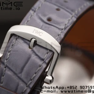 IWC Portofino Automatic 37mm IW458104 SS V7F 1:1 Best Edition Γκρι Dial Διαμάντια Bezel σε γκρι δερμάτινο λουράκι A2892 - Super Clone Watch | 1:1 Best Version