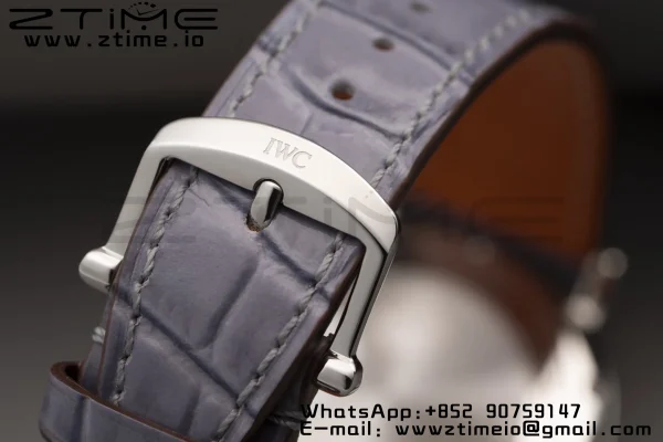 IWC Portofino Automatic 37mm IW458104 SS V7F 1:1 Best Edition Γκρι Dial Διαμάντια Bezel σε γκρι δερμάτινο λουράκι A2892 - Super Clone Watch | 1:1 Best Version