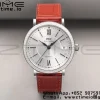 IWC Portofino Automatic 37mm IW458109 SS V7F 1:1 Best Edition White Dial Diamonds Bezel on Red Leather Strap A2892 - Super Clone Watch | 1:1 Best Version