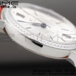IWC Portofino Automatic 37mm IW458109 SS V7F 1:1 Best Edition White Dial Diamonds Bezel on Red Leather Strap A2892 - Super Clone Watch | 1:1 Best Version