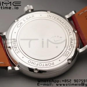IWC Portofino Automatic 37mm IW458109 SS V7F 1:1 Best Edition White Dial Diamonds Bezel on Red Leather Strap A2892 - Super Clone Watch | 1:1 Best Version