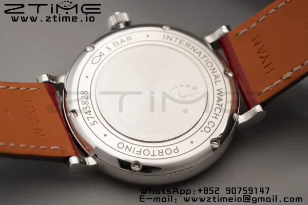 IWC Portofino Automatic 37mm IW458109 SS V7F 1:1 Best Edition White Dial Diamonds Bezel on Red Leather Strap A2892 - Super Clone Watch | 1:1 Best Version