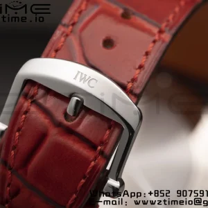 IWC Portofino Automatic 37mm IW458109 SS V7F 1:1 Best Edition White Dial Diamonds Bezel on Red Leather Strap A2892 - Super Clone Watch | 1:1 Best Version