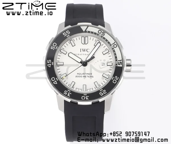 IWC Aquatimer Automatic IW356811 SS V6SF 1:1 Best Edition White/Black Dial on Black Rubber Strap A2892 - Super Clone Watch | 1:1 Best Version