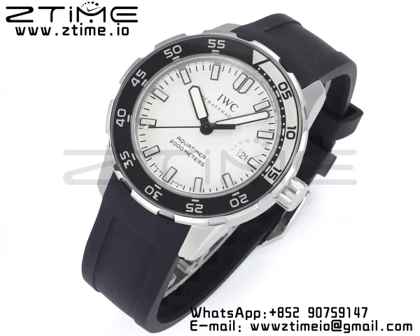 IWC Aquatimer Automatic IW356811 SS V6SF 1:1 Best Edition White/Black Dial on Black Rubber Strap A2892 - Super Clone Watch | 1:1 Best Version