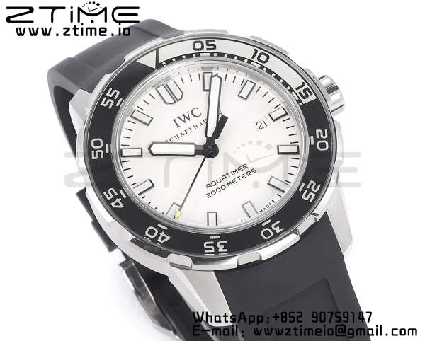 IWC Aquatimer Automatic IW356811 SS V6SF 1:1 Best Edition White/Black Dial on Black Rubber Strap A2892 - Super Clone Watch | 1:1 Best Version