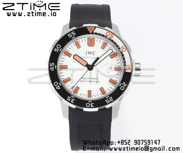 IWC Aquatimer Automatic IW356811 SS V6SF 1:1 Best Edition Cadran alb/portocaliu pe curea de cauciuc negru A2892 - Super Clone Watch | 1:1 Best Version