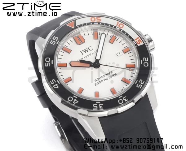 IWC Aquatimer Automatic IW356811 SS V6SF 1:1 Best Edition Cadran alb/portocaliu pe curea de cauciuc negru A2892 - Super Clone Watch | 1:1 Best Version
