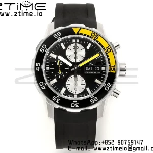 IWC Aquatimer Chrono IW376702 SS V6SF 1:1 Best Edition Black Dial on Black Rubber Strap A7750 - Super Clone Watch | 1:1 Best Version