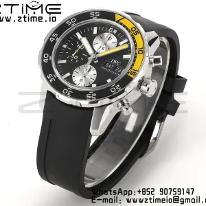 IWC Aquatimer Chrono IW376702 SS V6SF 1:1 Best Edition Black Dial on Black Rubber Strap A7750 - Super Clone Watch | 1:1 Best Version